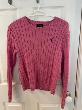 Polo by Ralph Lauren Pink Cable-Knit Crew Sweater
